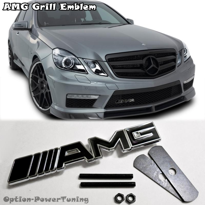 Mercedes-benz amg grill emblem badge sl cl cls clk ml black new