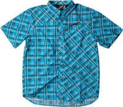 Fly racing plaid polo sportswear shirt plaid blue size xx-large