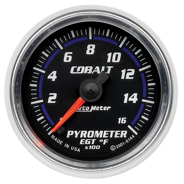 Auto meter 6144 cobalt 2 1/16" electric pyrometer gauge kit 0-1600˚f