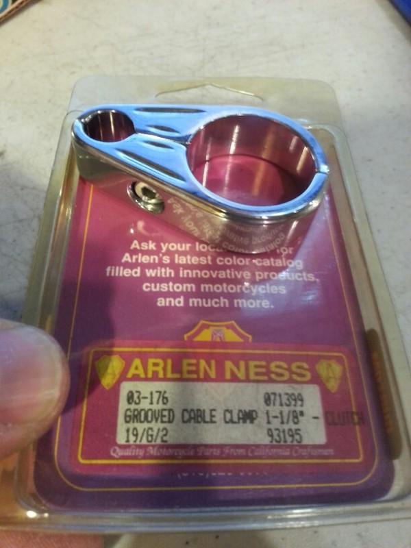 Arlen ness tech 1 1/8" 1.25" chrome billet clutch cable clamp harley davidson