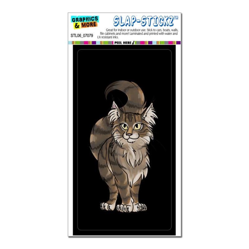 Maine coon cat on black - slap-stickz™ car window locker bumper sticker